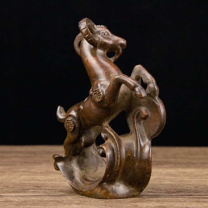 Antique Zodiac Sheep Sculpture - Home Office Feng Shui recension och pris