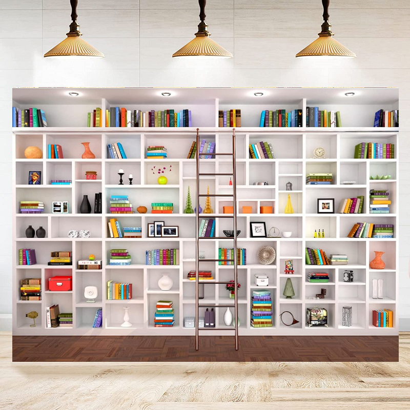 White Bookshelf Photography Ba - Home Office Zoom Background Free recension och pris